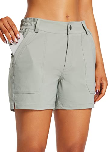 BALEAF Damen-Cargo-Shorts, 8,9 cm, schnell trocknend, leicht, für Reisen, athletische Golf-Shorts mit Taschen, wasserabweisend, grau, XL von BALEAF