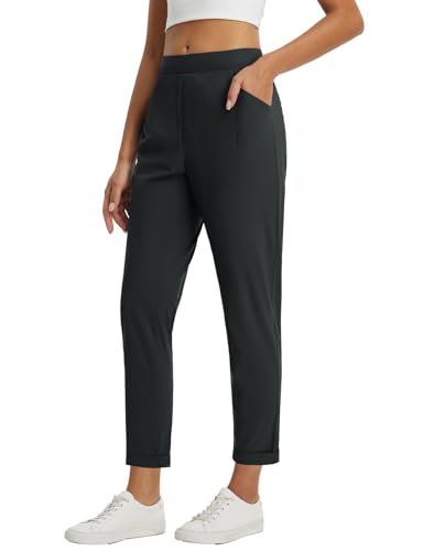 baleaf Damen Jogginghose High Waist mit Taschen Freizeithose Hohe Taille Lounge Casual Sporthose Schwarz M von baleaf