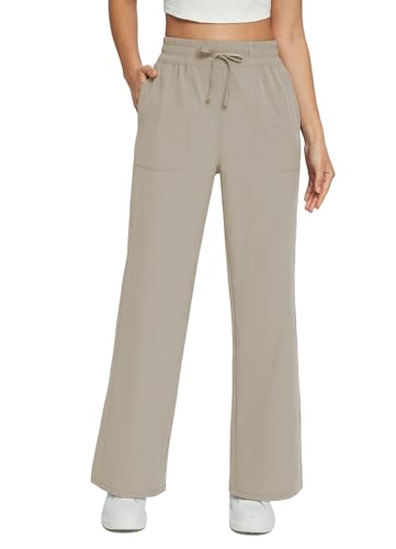 baleaf Damen Jogginghose Yogahose Sweatpants Weites Bein Athletic Sweat Pants Casual Workout Hose mit Taschen UPF50+ Braun S von baleaf