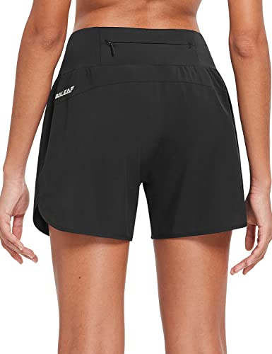 BALEAF Damen Kurz Sporthose Laufshorts mit Innenslip Seitetaschen für Running Schwarz L von BALEAF