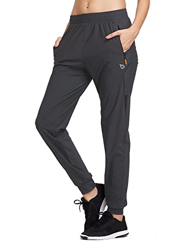 BALEAF Outdoorhose Damen Cargohose Jogginghose Leicht Sporthose lang Trainingshose Atmungsaktiv Sweatpants travel Pants Schwarz 2XL von BALEAF