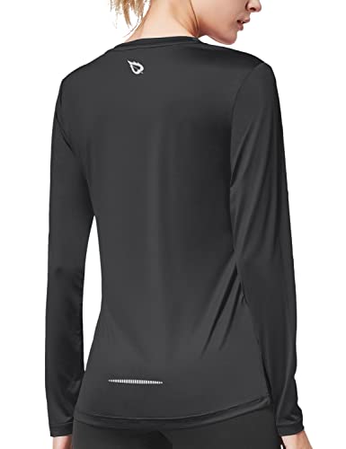 BALEAF Damen Langarm Shirts UV Shirt Atmungsaktiv Laufshirts Schwarz XS von BALEAF