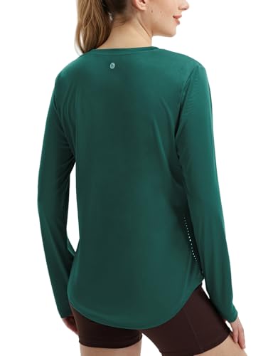 baleaf Damen Langarmshirt Sport Atmungsaktives Training Shirt Langarm leichtes Sportshirt Quick Dry Grün XL von baleaf