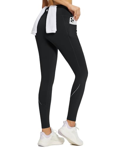 baleaf Damen Leggings Damen Reißverschlusstasche Sporthose Winter Thermo Legging gefüttert Fleecehose warm Gym Outdoor Running Schwarz XS von baleaf