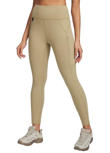 baleaf Damen Wanderleggings mit 3 Taschen Wanderhose Trekkinghose Sport Leggings High Waist Schnelltrocknend UPF 50+ Braun L von baleaf