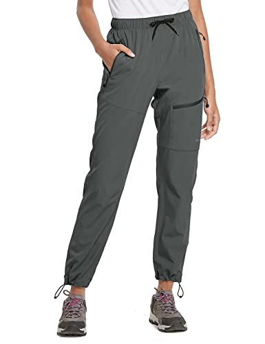 BALEAF Damen Outdoorhose Wanderhose Wasserdicht Schnelltrocknend Leicht Trekkinghose Capris UV Schutz UPF 50 Funktionshose mit Reißverschlusstasche Regular Version Grau XS von BALEAF