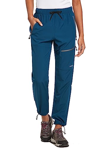 baleaf Damen Outdoorhose Wanderhose Wasserdicht Schnelltrocknend Leicht Trekkinghose Capris UV Schutz UPF 50 Funktionshose mit Reißverschlusstasche Regular Version Marineblau 3XL von baleaf