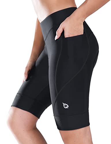 BALEAF Damen Radhosen 4D gepolstert Radfahren Spinning Straße Fahrrad Taschen breiter Bund UPF50+ Schwarz XXL von baleaf