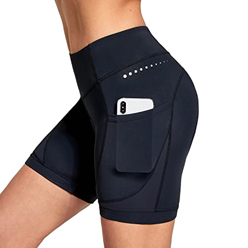 BALEAF Radlerhose Damen Gepolstert 4D Fahrradhose Radhose Gepolstert Kurz Radunterhose Rennrad Hose Fahrrad Unterwäsche Radbekleidung Schwarz XL von BALEAF