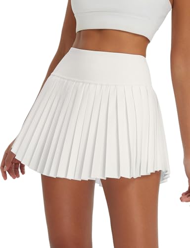 baleaf Damen Rock Kurz Sommer Röcke Hohe Taille Faltenrock Mädchen Sommerrock Elegant Frauen Skirt Weiß S von baleaf