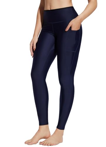 BALEAF Damen Schwimmen Leggings mit Reißverschluss Taschen Schwimmen Wetsuit Kajak Rash Guard Hose mit Liner Moderste Bademode UPF 50+ Navy XL von BALEAF