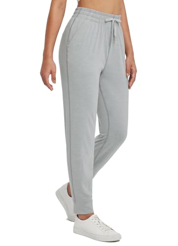 BALEAF Damen Sport Jogginghose lang Sweatpants mit bündchen Trainingshose mit Taschen Laufhose Baumwolle Grau L von BALEAF