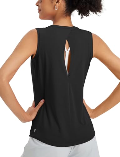 baleaf Damen Sport Tank Top Racerback Ärmelloses Yoga Oberteile Sommer Laufen Shirt Workout Fitness Gym Lauftops Schwarz M von baleaf