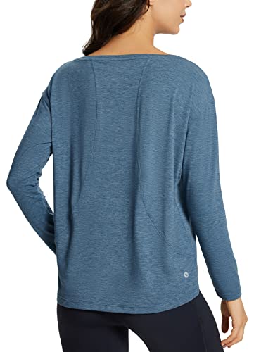 BALEAF Damen Sportshirt Atmungsaktiv Schnelltrockend Funktionsshirt mit Loser Passform Blau M von BALEAF