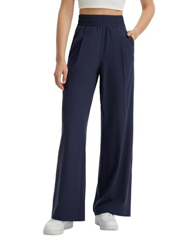 baleaf Damen Stoffhose elegant mit Taschen Weite Hose Hohe Taille Stoffhose Business Freizeithose Workout Blau L baleaf Damen Stoffhose elegant mit Taschen Weite Hose Hohe Taille Stoffhose Business Freizeithose Workout Blau L von baleaf