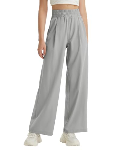 baleaf Damen Stoffhose elegant mit Taschen Weite Hose Hohe Taille Stoffhose Business Freizeithose Workout Grau M baleaf Damen Stoffhose elegant mit Taschen Weite Hose Hohe Taille Stoffhose Business Freizeithose Workout Grau M von baleaf