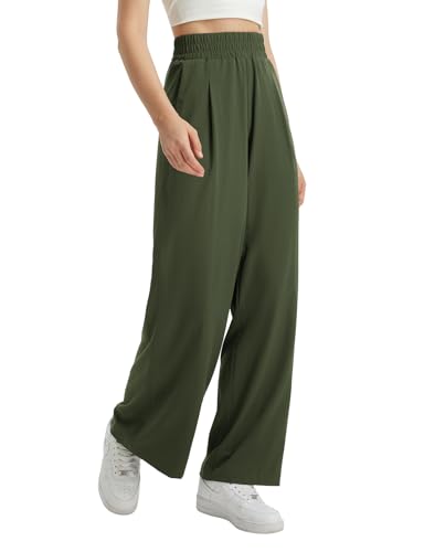 baleaf Damen Stoffhose elegant mit Taschen Weite Hose Hohe Taille Stoffhose Business Freizeithose Workout Grün XL baleaf Damen Stoffhose elegant mit Taschen Weite Hose Hohe Taille Stoffhose Business Freizeithose Workout Grün XL von baleaf