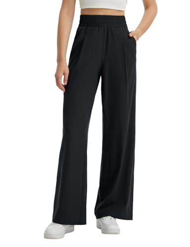 baleaf Damen Stoffhose elegant mit Taschen Weite Hose Hohe Taille Stoffhose Business Freizeithose Workout Schwarz XXL baleaf Damen Stoffhose elegant mit Taschen Weite Hose Hohe Taille Stoffhose Business Freizeithose Workout Schwarz XXL von baleaf