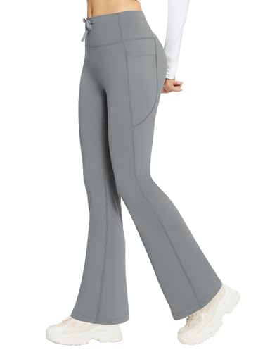 baleaf Damen Thermo Yogahose High Waist Flared Leggings Winter Fleece gefütterte Thermohose Drawstring Thermal Leggings Bootcut Bell Bottom Warm Jogginghose mit Taschen Dunkelgrau XXL baleaf Damen Thermo Yogahose High Waist Flared Leggings Winter Fleece gefütterte Thermohose Drawstring Thermal Leggings Bootcut Bell Bottom Warm Jogginghose mit Taschen Dunkelgrau XXL von baleaf