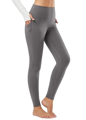 BALEAF Damen Thermo Yogahose Sport Leggins mit Taschen Warme Lauhose Grau L von BALEAF