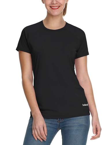 BALEAF Damen UV Shirt UPF Sonnenschutz Kleidung Kurzarm Schwarz XL von BALEAF