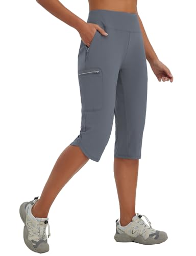 baleaf Damen Wanderhose Cargohose Atmungsaktiv Elastische Outdoorhose Trekkinghose Schnelltrockend Leicht mit Reißverschlusstasche Grau M von baleaf