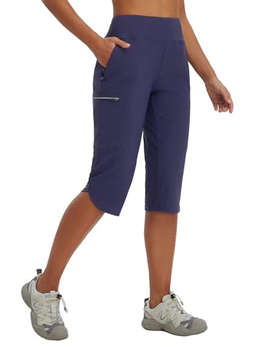 baleaf Damen Wanderhose Cargohose Atmungsaktiv Elastische Outdoorhose Trekkinghose Schnelltrockend Leicht mit Reißverschlusstasche Marineblau L von baleaf