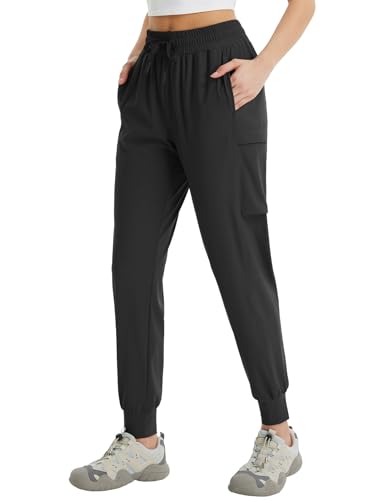 baleaf Damen Wanderhose Cargohose Outdoorhose mit Kordelzug Wanderhose Wasserabweisend Trekkinghose Schwarz M von baleaf