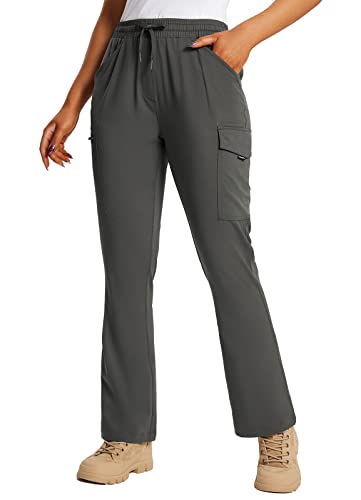 baleaf Damen Wanderhose Outdoorhose Bootcut schnelltrocknend Cargo Hose wasserabweisend leicht UPF 50+ mit Taschen für Wandern Camping Grau L von baleaf