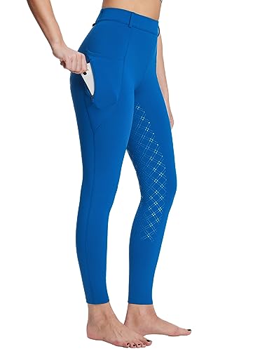 baleaf Damen Winter-Reithose Fleece-Reithose Vollbesatz Reithose Reißverschluss-Taschen Leggings Blau M von baleaf