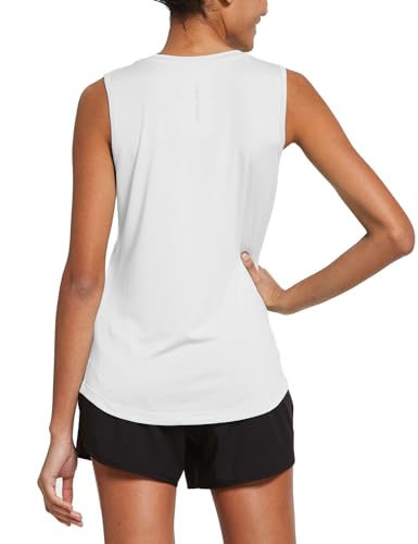 BALEAF Damen Workout Tank Top ärmellos Sportshirt Fitness Studio athletisch Lauf Top Yoga Shirts Weiß L von BALEAF