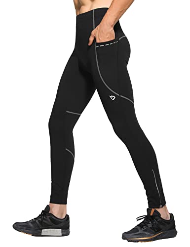 baleaf Fahrradhose Herren Lang Radlerhose Thermo Laufhose Herren Lang Wasserdicht Radhose Winter MTB Hose mit Seitentasche Grau M von baleaf