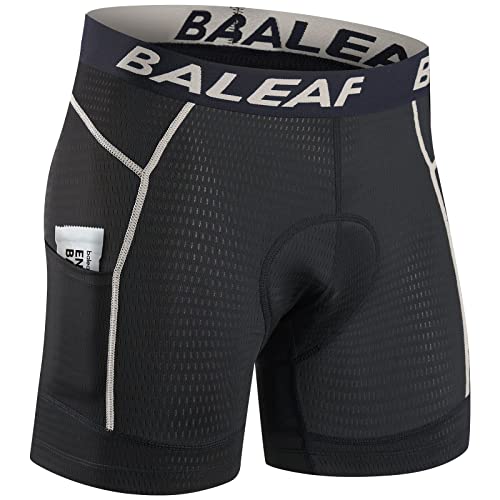 BALEAF Fahrradhose Herren Radunterhose 4D Gepolstert Mountainbike Hose Radlerhose Gepolstert Fahrrad Unterhosen Radhose Kurz Radlerunterhose mit Rutschfesten Beingriffe MTB Schwarz/Grau L von BALEAF