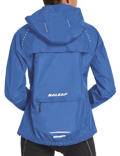 baleaf Fahrradjacke Damen Regenjacke Wasserdicht Atmungsaktiv Wanderjacke Windbreaker Sommerjacke Outdoor Jacken Leichte Windjacke Trekking Regenjacke Radjacke Blau L von baleaf