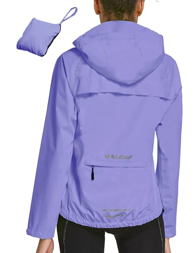 baleaf Fahrradjacke Damen Regenjacke Wasserdicht Atmungsaktiv Wanderjacke Windbreaker Sommerjacke Outdoor Jacken Leichte Windjacke Trekking Regenjacke Radjacke Lila L von baleaf