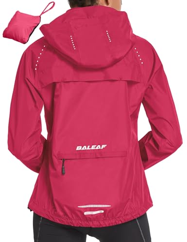 baleaf Fahrradjacke Damen Regenjacke Wasserdicht Atmungsaktiv Wanderjacke Windbreaker Sommerjacke Outdoor Jacken Leichte Windjacke Trekking Regenjacke Radjacke Rosa L von baleaf