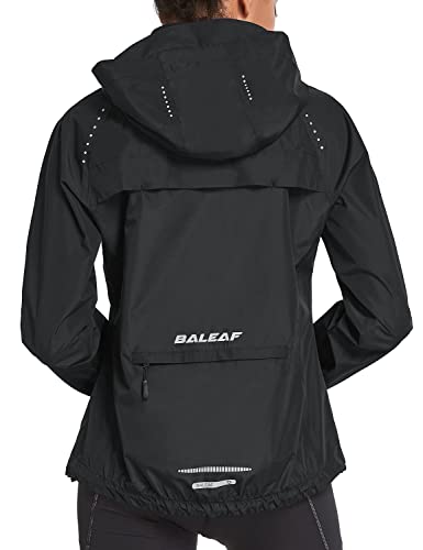 BALEAF Fahrradjacke Damen Regenjacke Wasserdicht Atmungsaktiv Wanderjacke Windbreaker Sommerjacke Outdoor Jacken Leichte Windjacke Trekking Regenjacke Radjacke Schwarz L von BALEAF