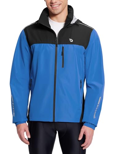 baleaf Fahrradjacke Herren Regenjacke Halsschutzjacke Wasserdicht Atmungsaktiv Wanderjacke Windbreaker Outdoor Jacken Leichte Windjacke Trekking Regenjacke Blau/Schwarz XXL von baleaf