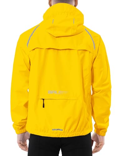 baleaf Fahrradjacke Herren Regenjacke Wasserdicht Atmungsaktiv Wanderjacke Windbreaker Outdoor Jacken Leichte Windjacke Trekking Regenjacke Radjacke Hellgelb XL von baleaf