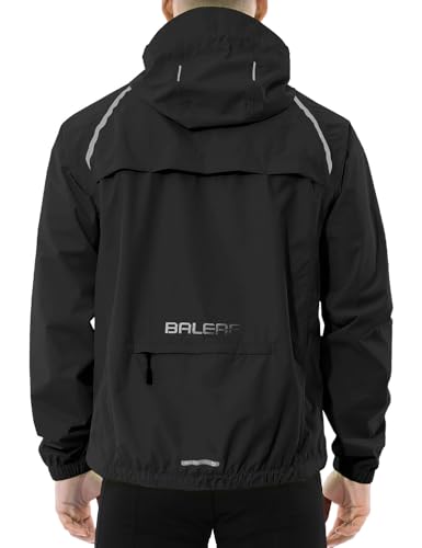 baleaf Fahrradjacke Herren Regenjacke Wasserdicht Atmungsaktiv Wanderjacke Windbreaker Outdoor Jacken Leichte Windjacke Trekking Regenjacke Radjacke Schwarz L von baleaf
