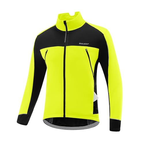 BALEAF Fahrradjacke Herren Winter Winddicht Wasserdicht Radjacke Herren Fahrrad Winterjacke für Radfahren Laufen Grün 3XL von BALEAF