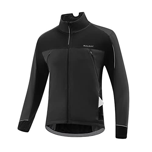 BALEAF Fahrradjacke Herren Winter Winddicht Wasserdicht Radjacke Herren Fahrrad Winterjacke für Radfahren Laufen Schwarz 3XL von BALEAF