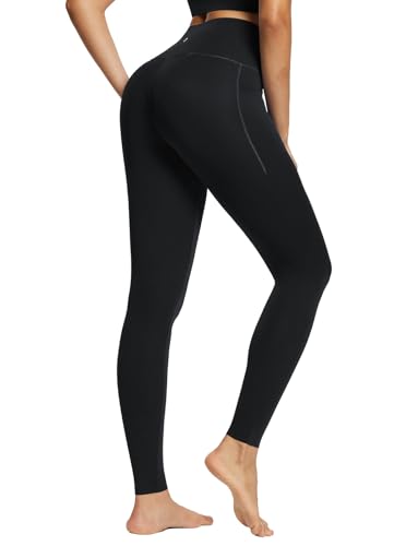 baleaf Freeleaf Damen Leggings mit Taschen 27" Workout Yoga Hose High Waisted Bauchkontrolle Athletic Gym Leggings Schwarz L-2XL von baleaf