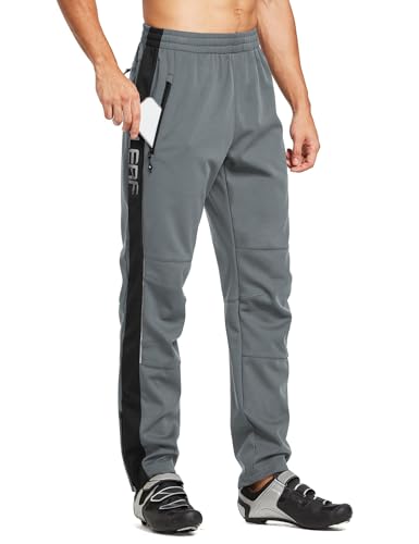 baleaf Herren Fahrradhose Thermo Fleece Radhose Wasserdicht Winddicht Softshellhose Warm Wanderhose Lang Radlerhose für Winter Outdoor Radfahren MTB Grau M von baleaf