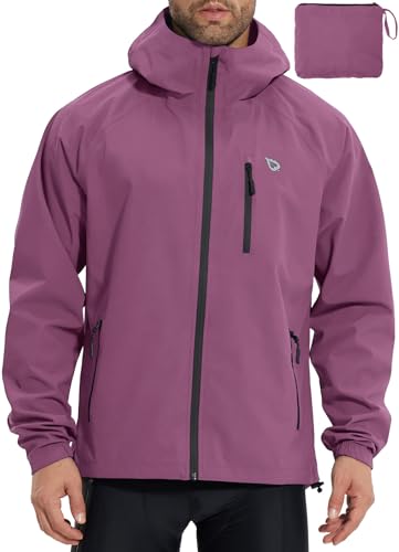 baleaf Herren Fahrradjacke Regenjacke Wasserdicht Windbreaker mit Kapuze 10000mm H2O Wasserdicht Laufjacke Atmungsaktiv Wanderjacke Neu Style Rosa XL von baleaf