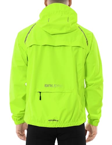 BALEAF Fahrradjacke Herren Regenjacke Wasserdicht Atmungsaktiv Wanderjacke Windbreaker Outdoor Jacken Leichte Windjacke Trekking Regenjacke Radjacke Fluorescent Gelb XL von BALEAF