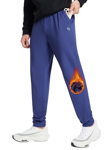 BALEAF Herren Fleeced Hose wasserdicht Jogginghose warm Golf Wandern Winter Arbeitshose mit Taschen Blau 2XL von BALEAF