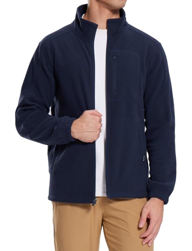 baleaf Herren Fleecejacke Outdoorjacke Leicht Winddicht Jacke mit Reißverschluss Blau 3XL von baleaf