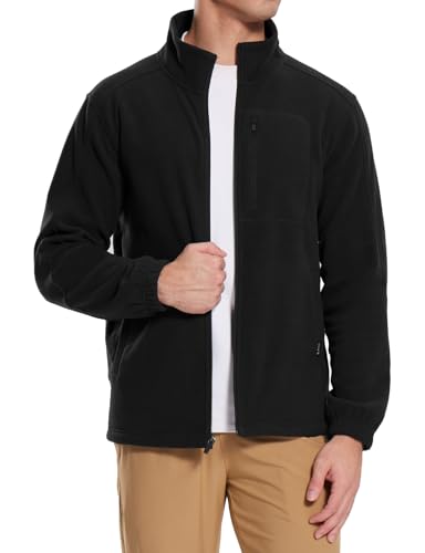 baleaf Herren Fleecejacke Outdoorjacke Leicht Winddicht Jacke mit Reißverschluss Schwarz XL von baleaf