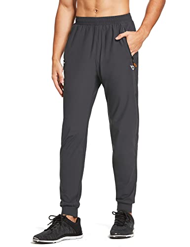 BALEAF Herren Joggers Hose Leichtes Laufen Workout Athletisches Training Gym Schnell Dry Tapered Jogger Zipper Taschen Grau XXL von BALEAF